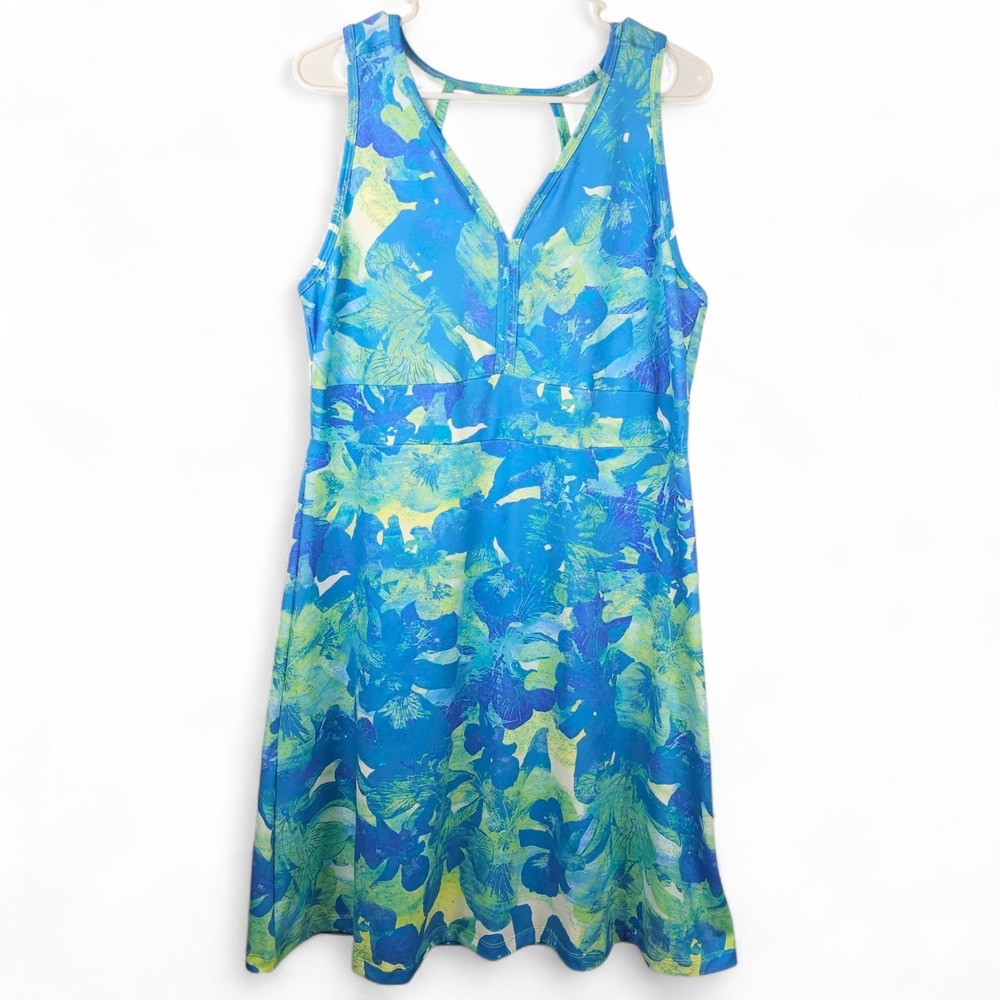 Marmot Blue and Green Floral A-Line Dress